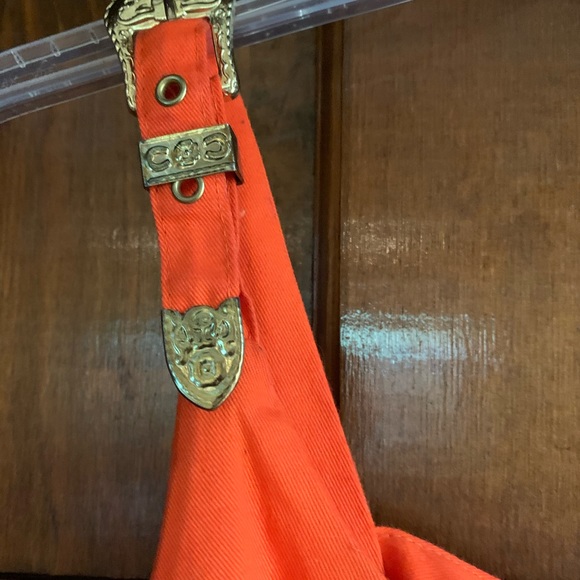 Vintage orange dress with buckles - Picture 4 of 5